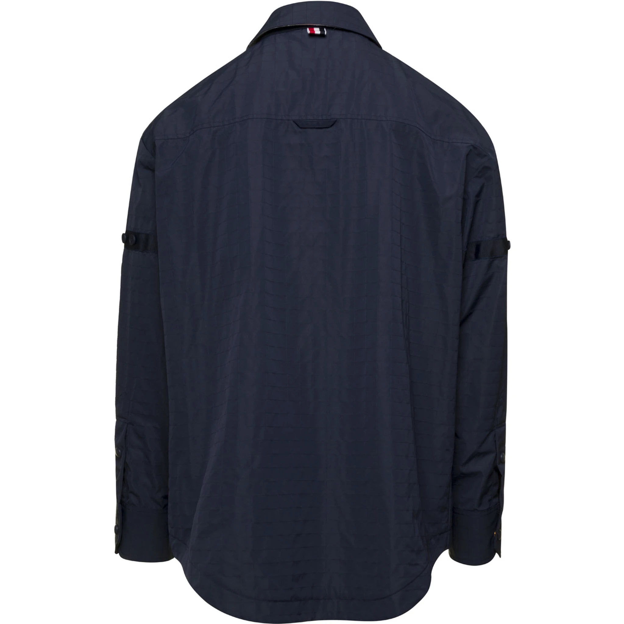 Oversized Blue Shirt with Patch Pockets in Polyamide Blend Man