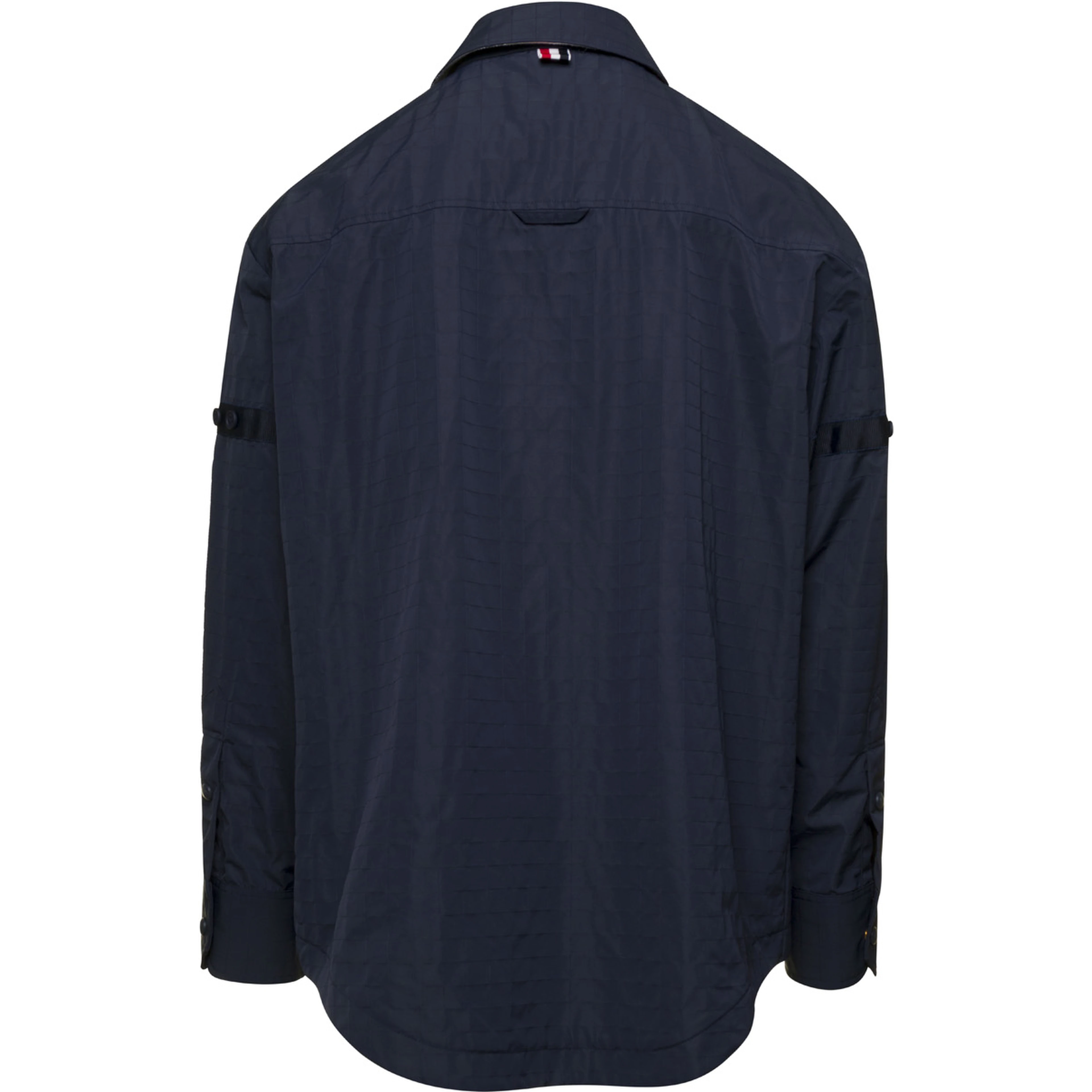 Oversized Blue Shirt with Patch Pockets in Polyamide Blend Man