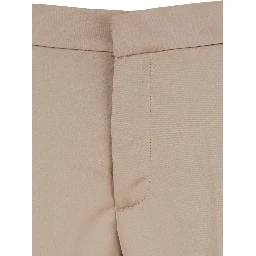 Beige Pants with Pences on the Front in Tech Fabric Woman