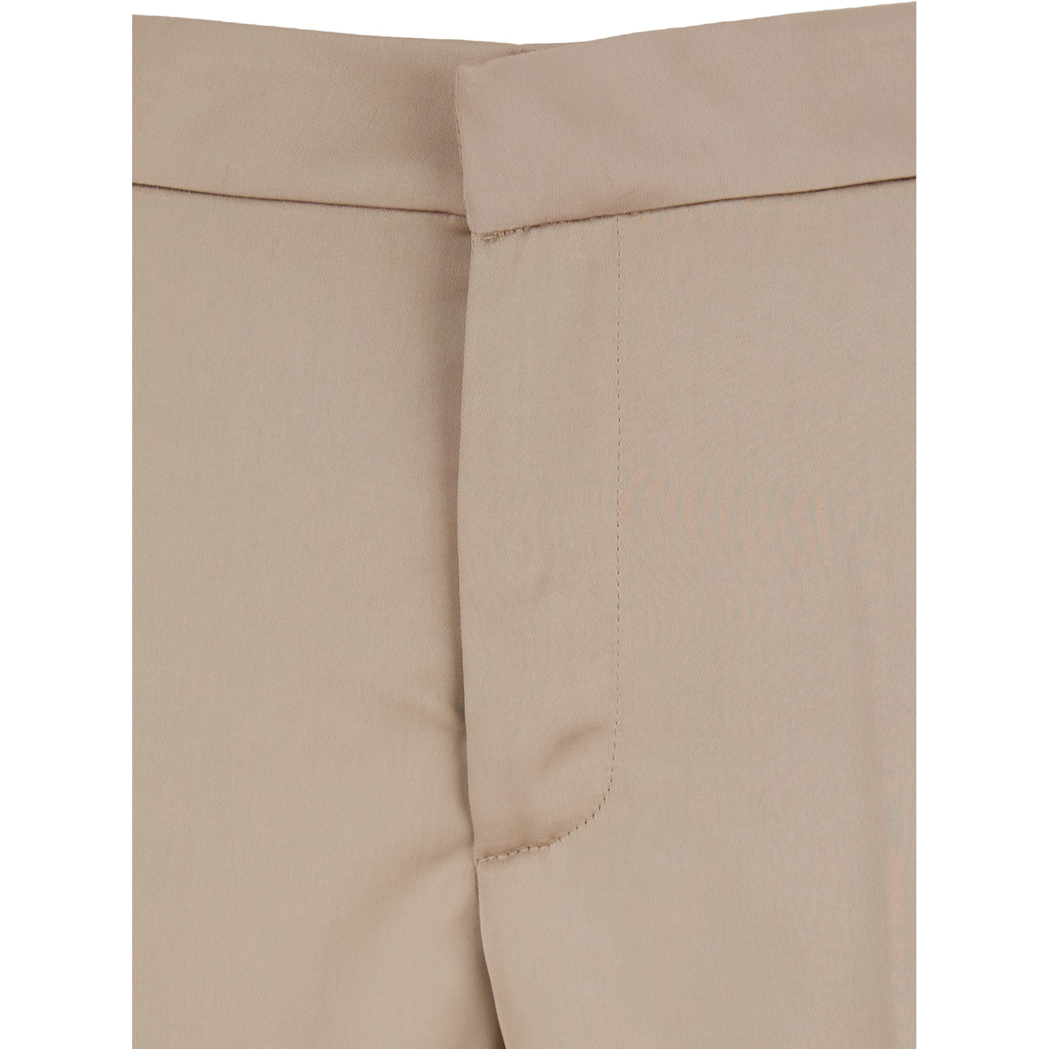 Beige Pants with Pences on the Front in Tech Fabric Woman