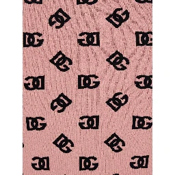 Pink Skirt with Pencil Design and All-Over Printed DG Logo in Viscose Blend Woman