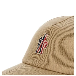 Beige Baseball Cap with Logo Embroidery in Cotton Man
