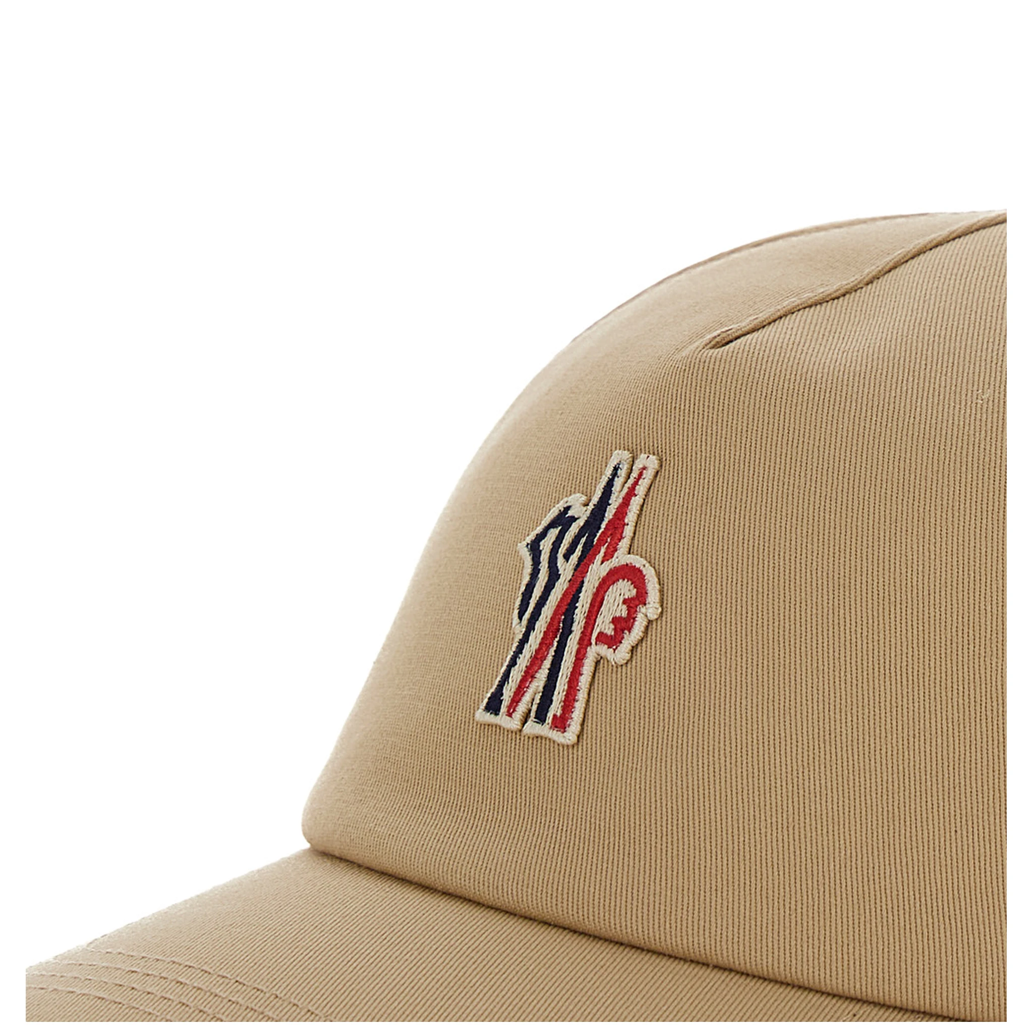 Beige Baseball Cap with Logo Embroidery in Cotton Man