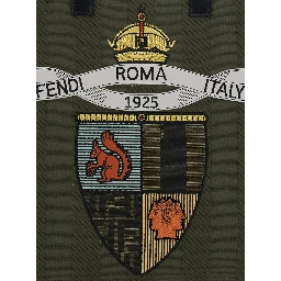 Green Shopper with Vertical Stripes Motif and Fendi Club Patch on the Front in Canvas Man