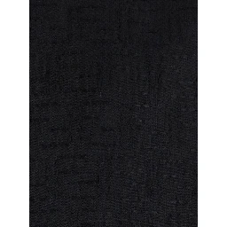 Black Oversize Shirt with Short Wide Sleeves and All-Over FF Embroidery in Linen Blend Man