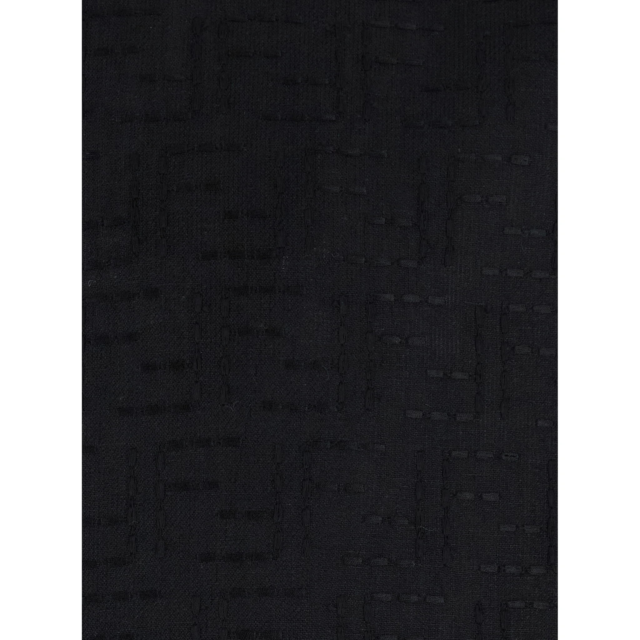 Black Oversize Shirt with Short Wide Sleeves and All-Over FF Embroidery in Linen Blend Man