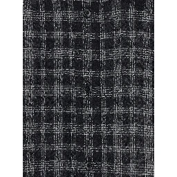 Black Shirt with Check Motif in Wool Blend Man