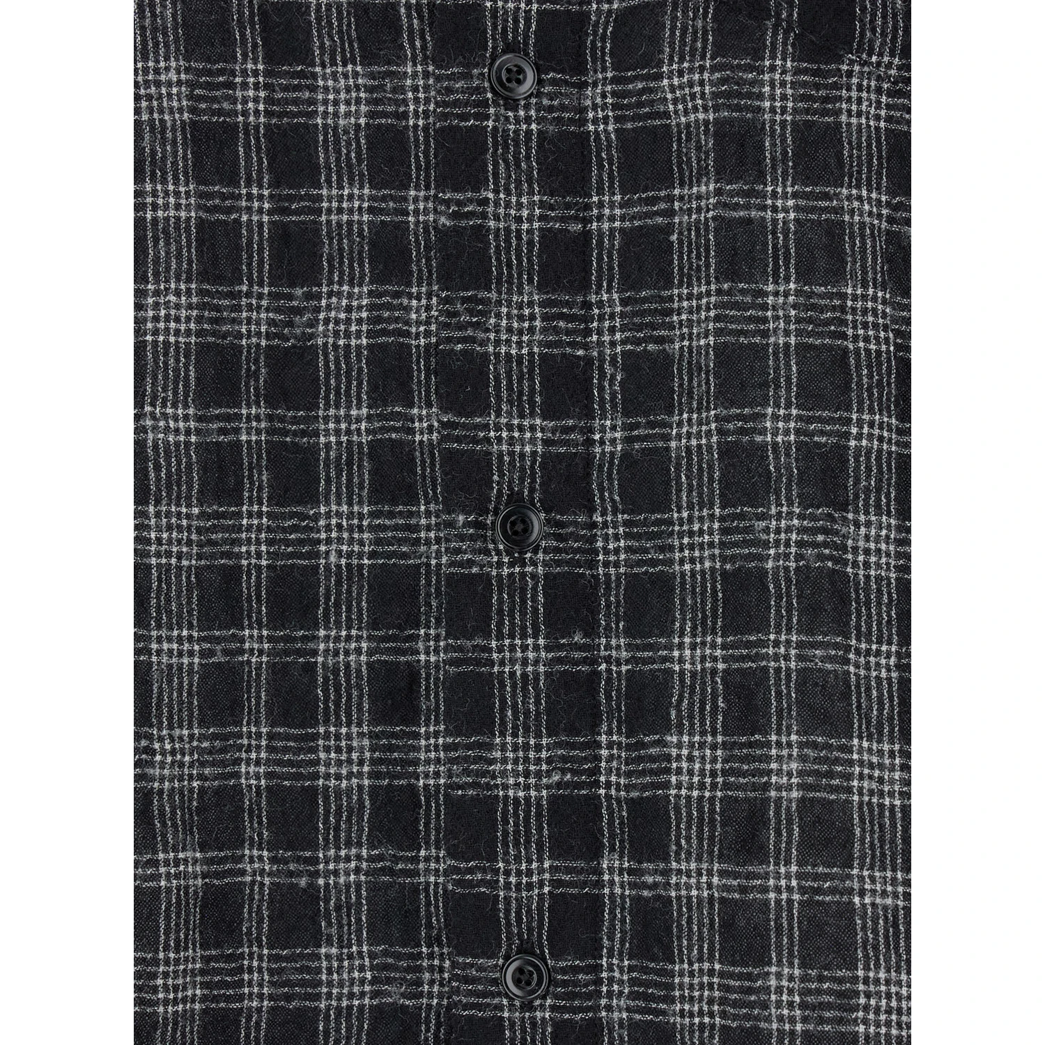 Black Shirt with Check Motif in Wool Blend Man