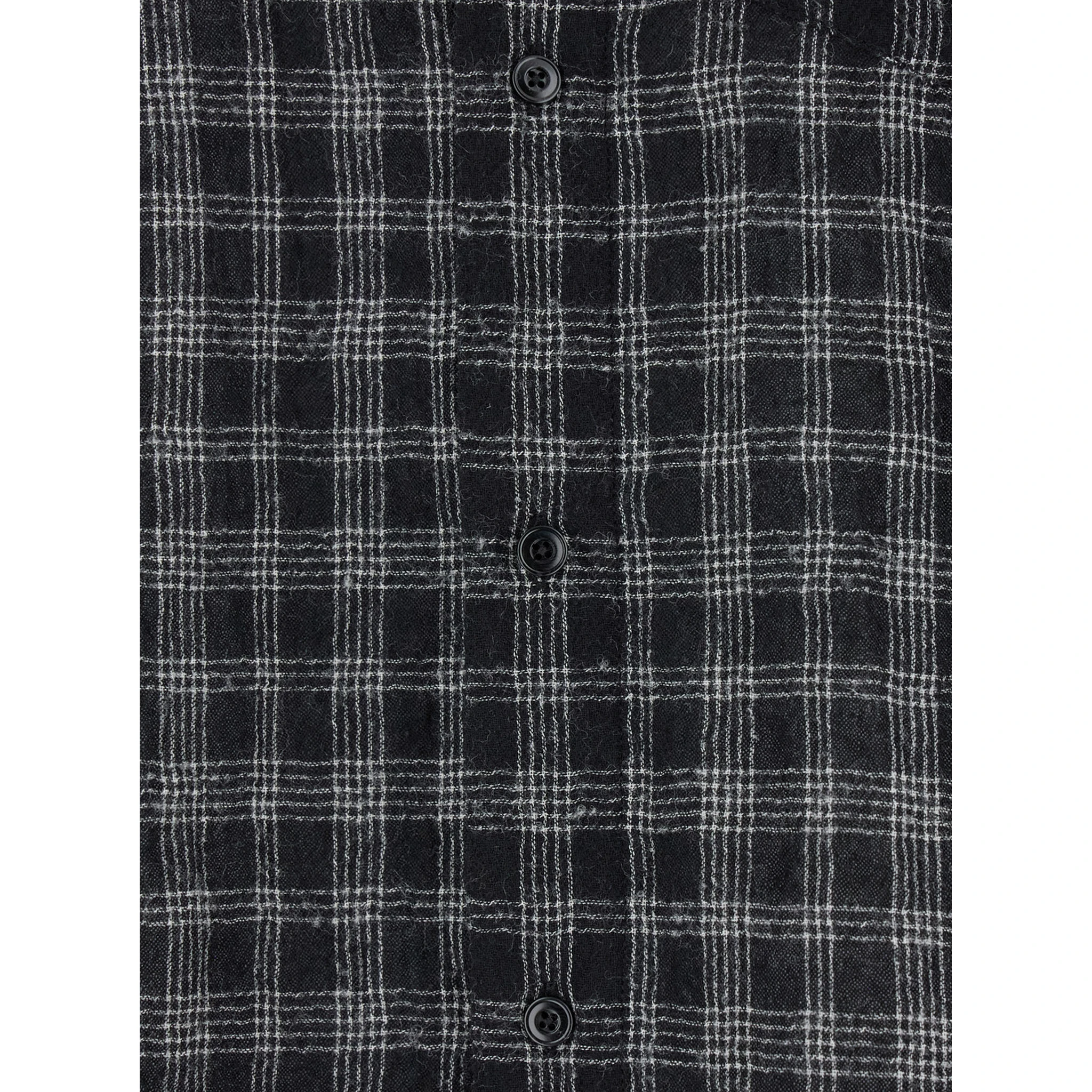 Black Shirt with Check Motif in Wool Blend Man
