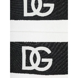 White Set of Five Towels with DG Logo in Terry Cotton