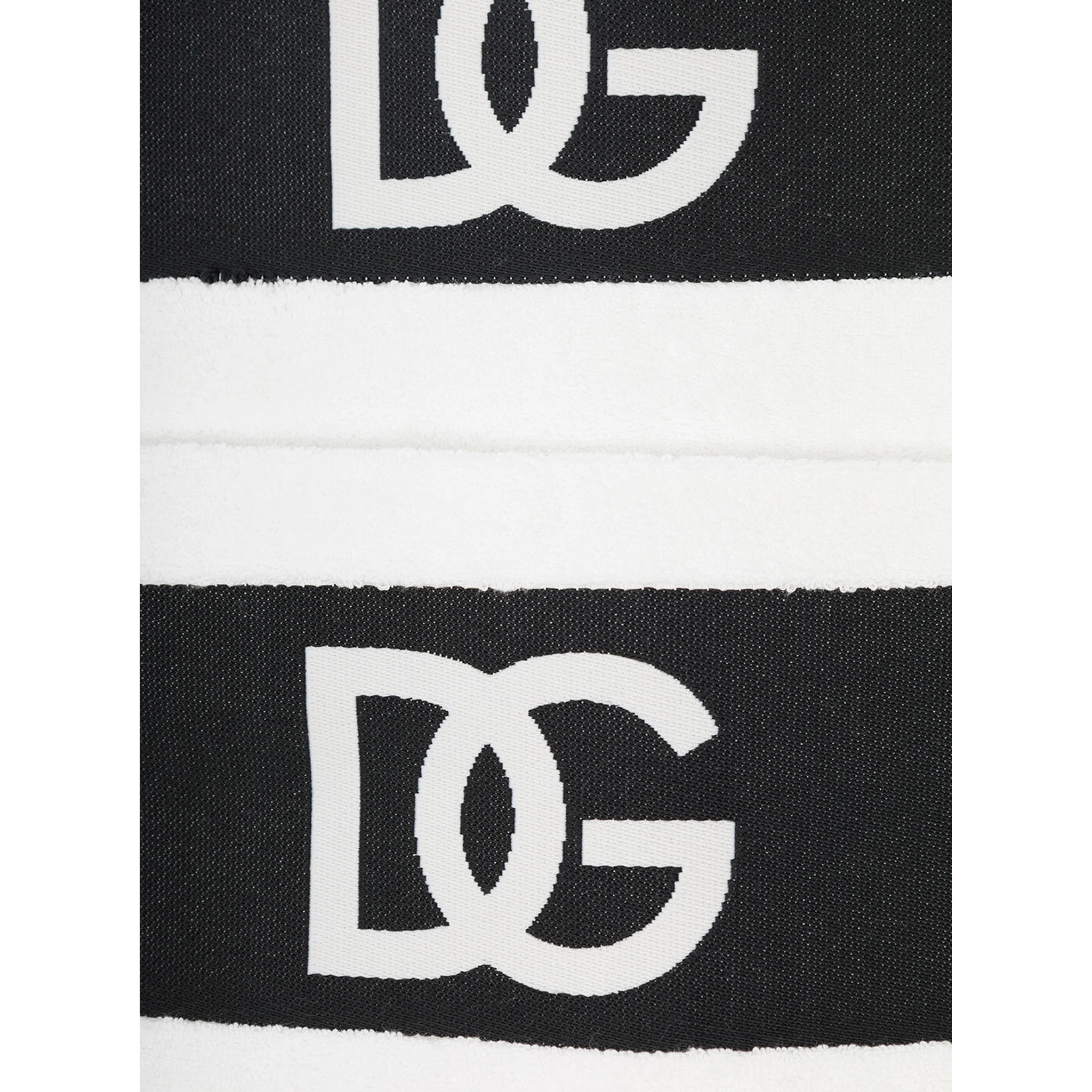 White Set of Five Towels with DG Logo in Terry Cotton