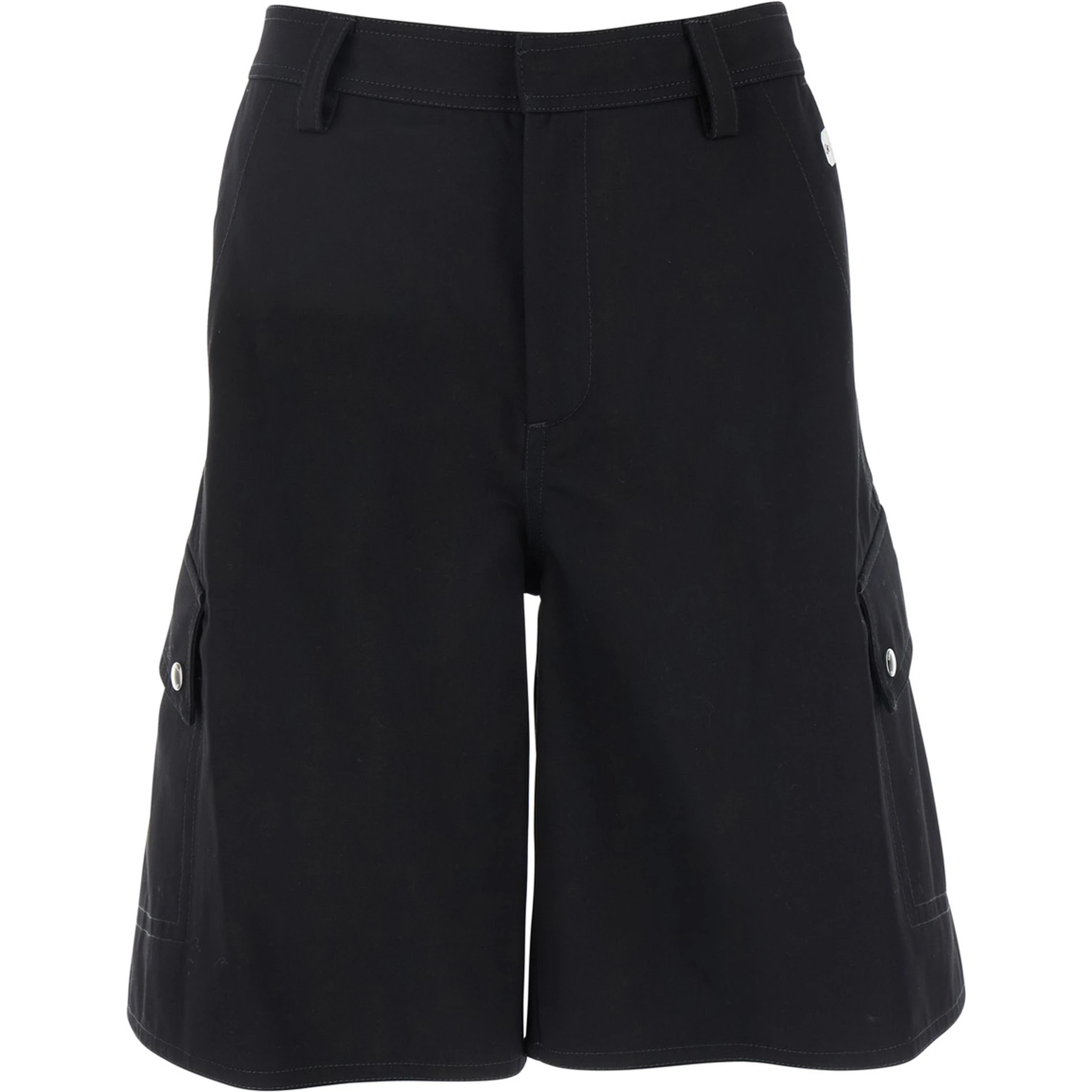 Black Cargo Shorts with Belt Loops in Cotton Man