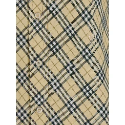 Beige Oversize Shirt with All-Over Check Motiv in Cotton Woman