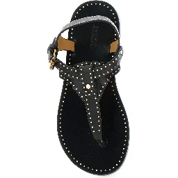 Jooni Black Sandals with Buckle Closure and Metal Studs in Leather Woman
