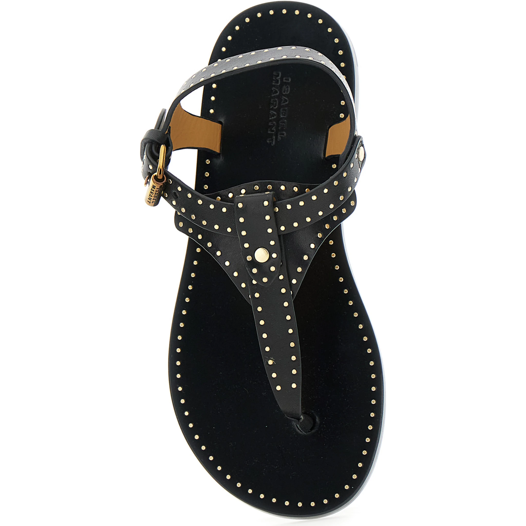 Jooni Black Sandals with Buckle Closure and Metal Studs in Leather Woman