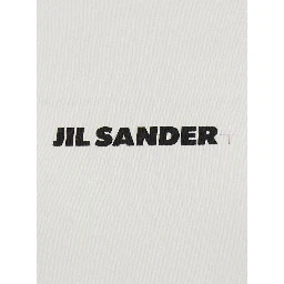 White Long Sleeve T-Shirt with Contrasting Logo Print in Cotton Woman