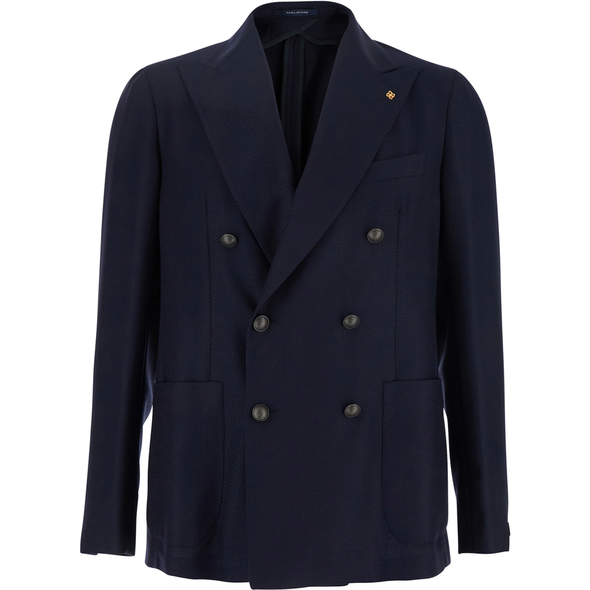 Montecarlo Blue Double-Breasted Jacket in Virgin Wool Man