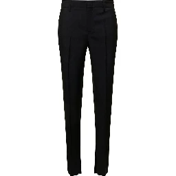 Black Slim Pants with Horsebit Detail in Mohair and Wool Woman