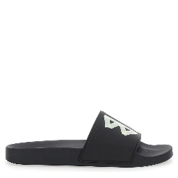 Black Sandals with Maxi Contrasting Logo in Tech Fabric Man