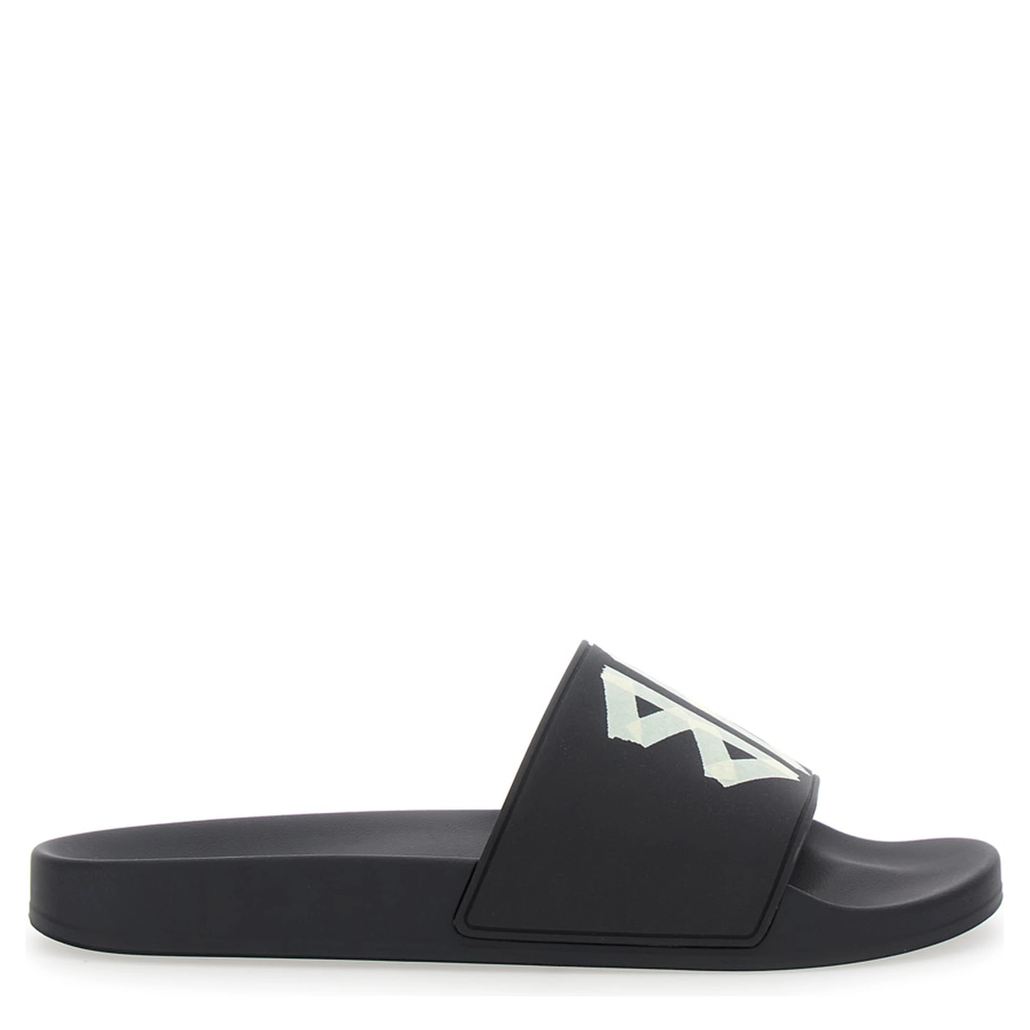 Black Sandals with Maxi Contrasting Logo in Tech Fabric Man