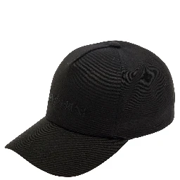 Black Baseball Cap with Tonal Embroidery in Cotton and Linen Man
