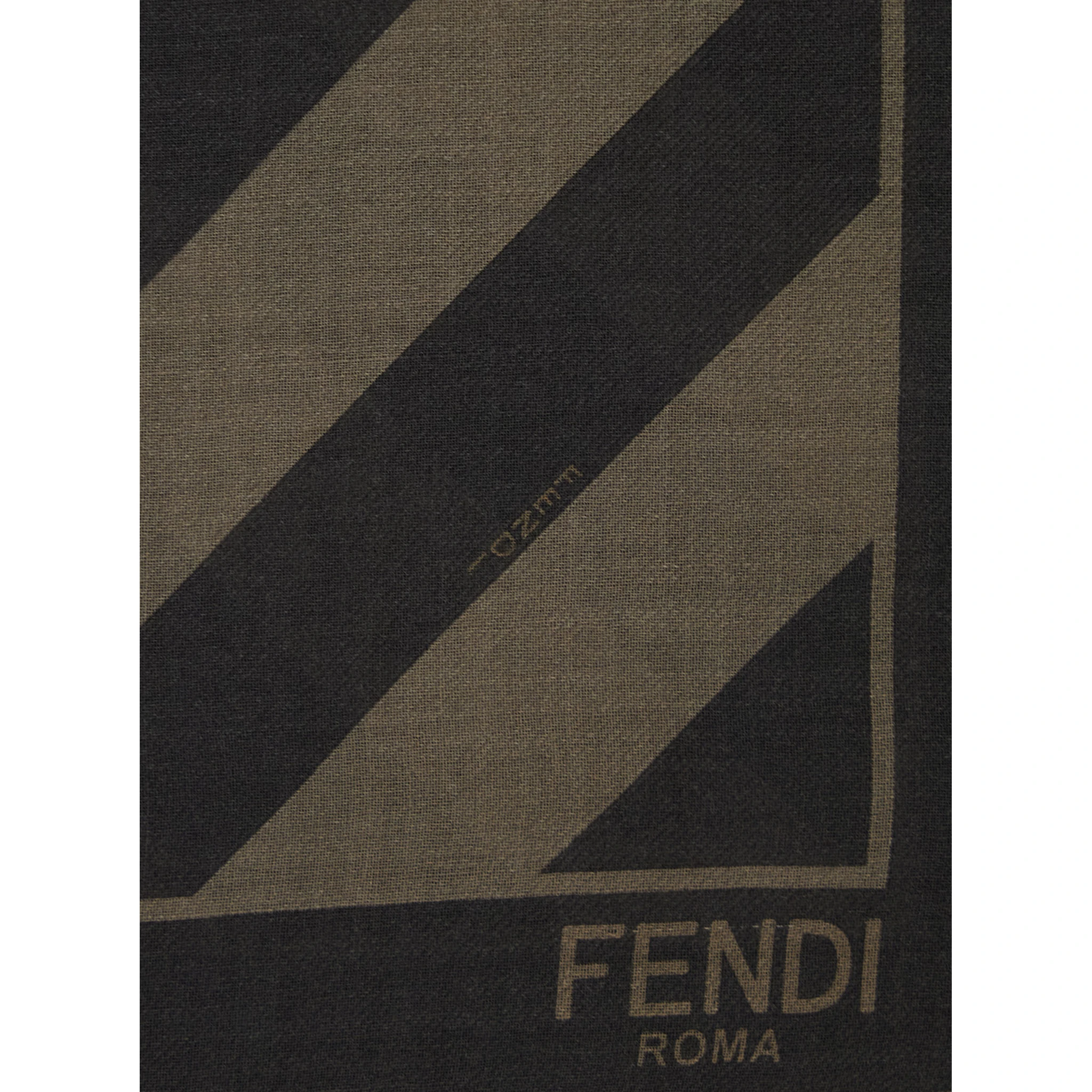 Beige Square Stole with All-Over Striped Motif and Logo Lettering on the Hem in Cotton and Silk Blend Man