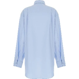 Light Blue Shirt with Buttons in Cotton Blend Woman
