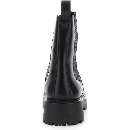 Black ‘Cosmo’ Ankle Boots with Elasticated Inserts in Leather Woman