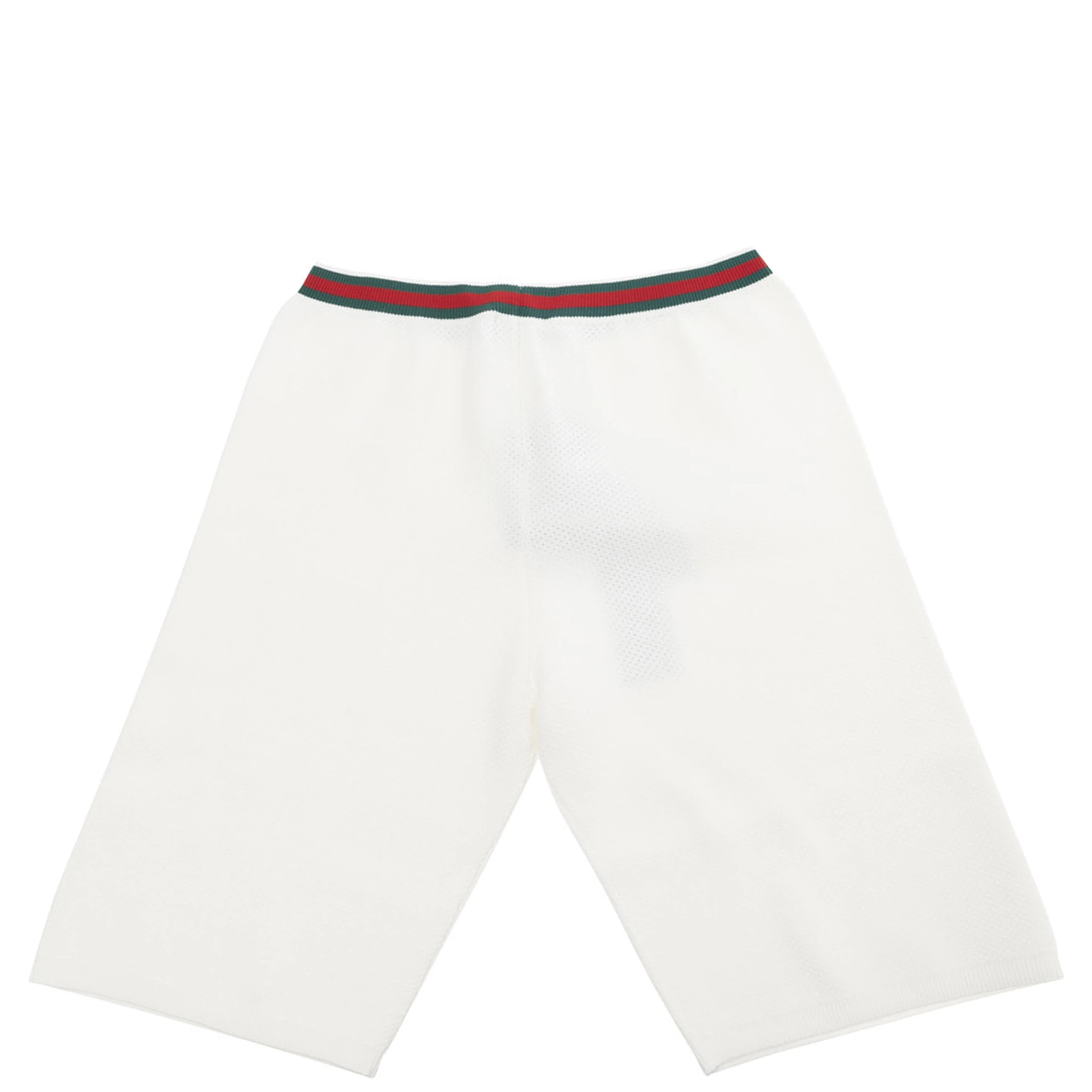 White Bermuda Pants with Web Detail and Embroidery in Cotton Boy