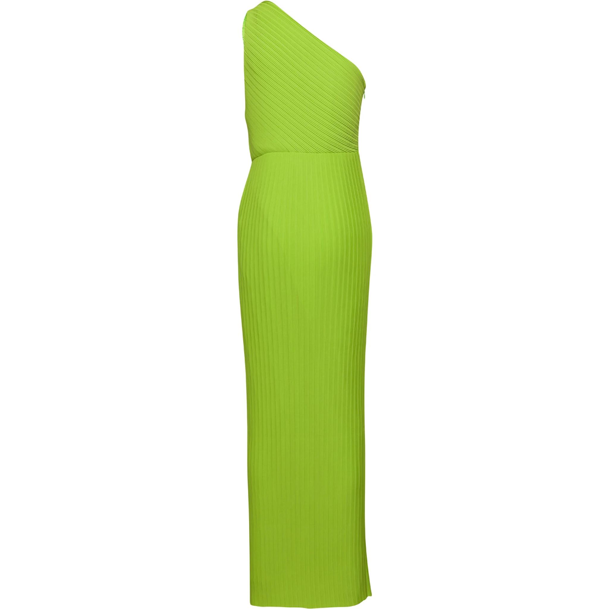 Green One Shoulder Maxi Dress in Techno Fabric Woman
