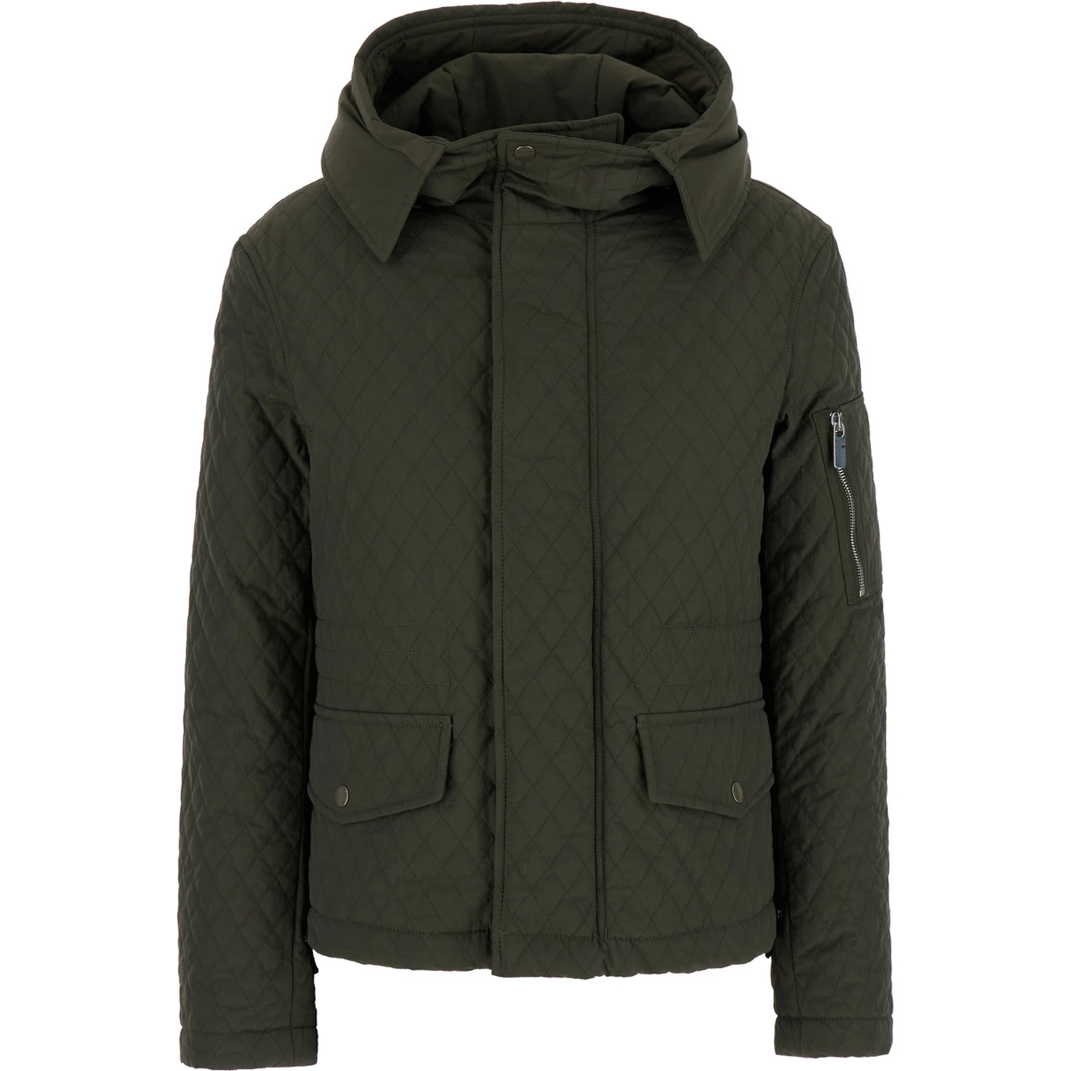 Green Quilted Jacket with EKD Logo Detail in Cotton Blend Woman
