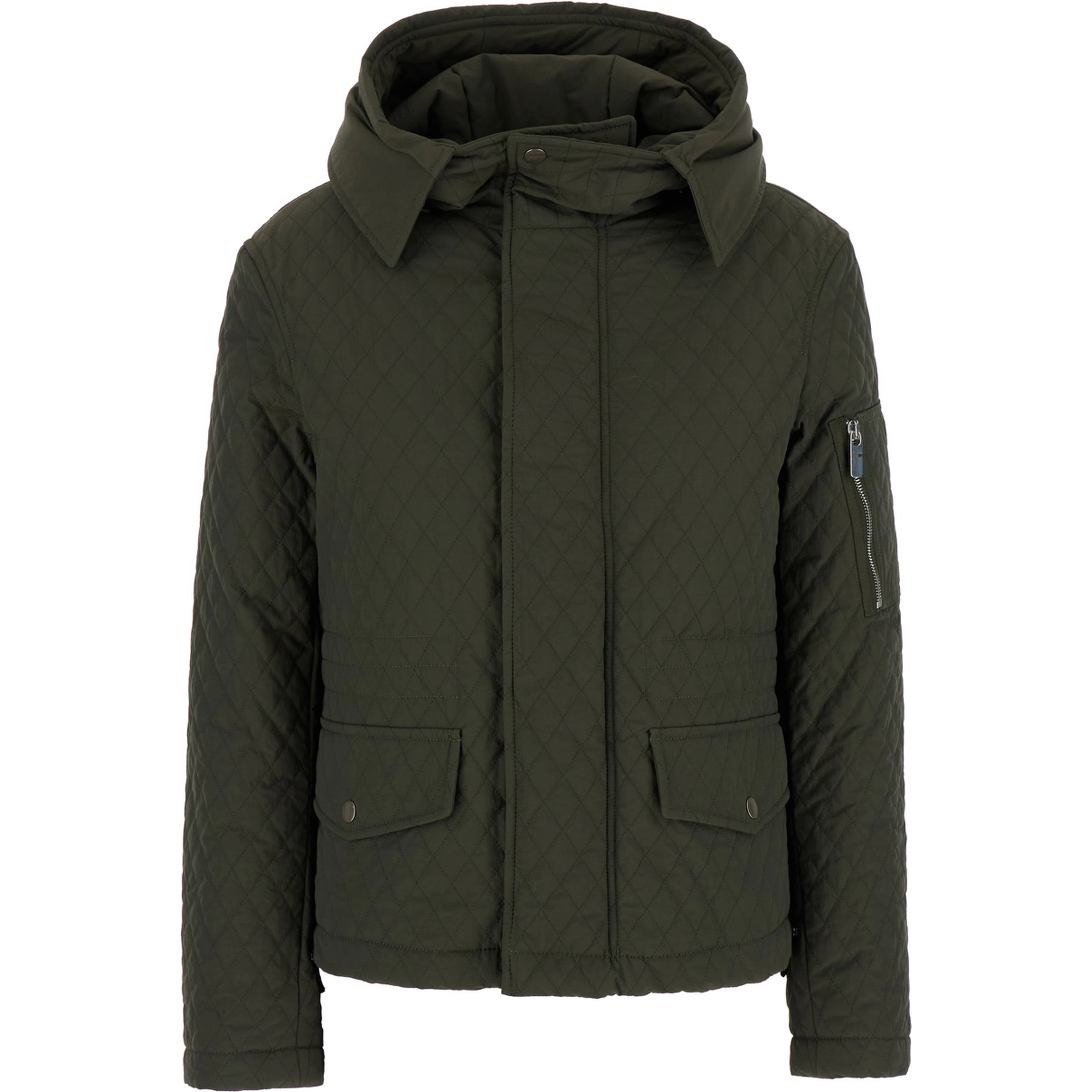Green Quilted Jacket with EKD Logo Detail in Cotton Blend Woman