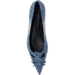 The Kat Blue Ballerinas with Cut-Out Detail and Bow on the Front in Cotton Woman