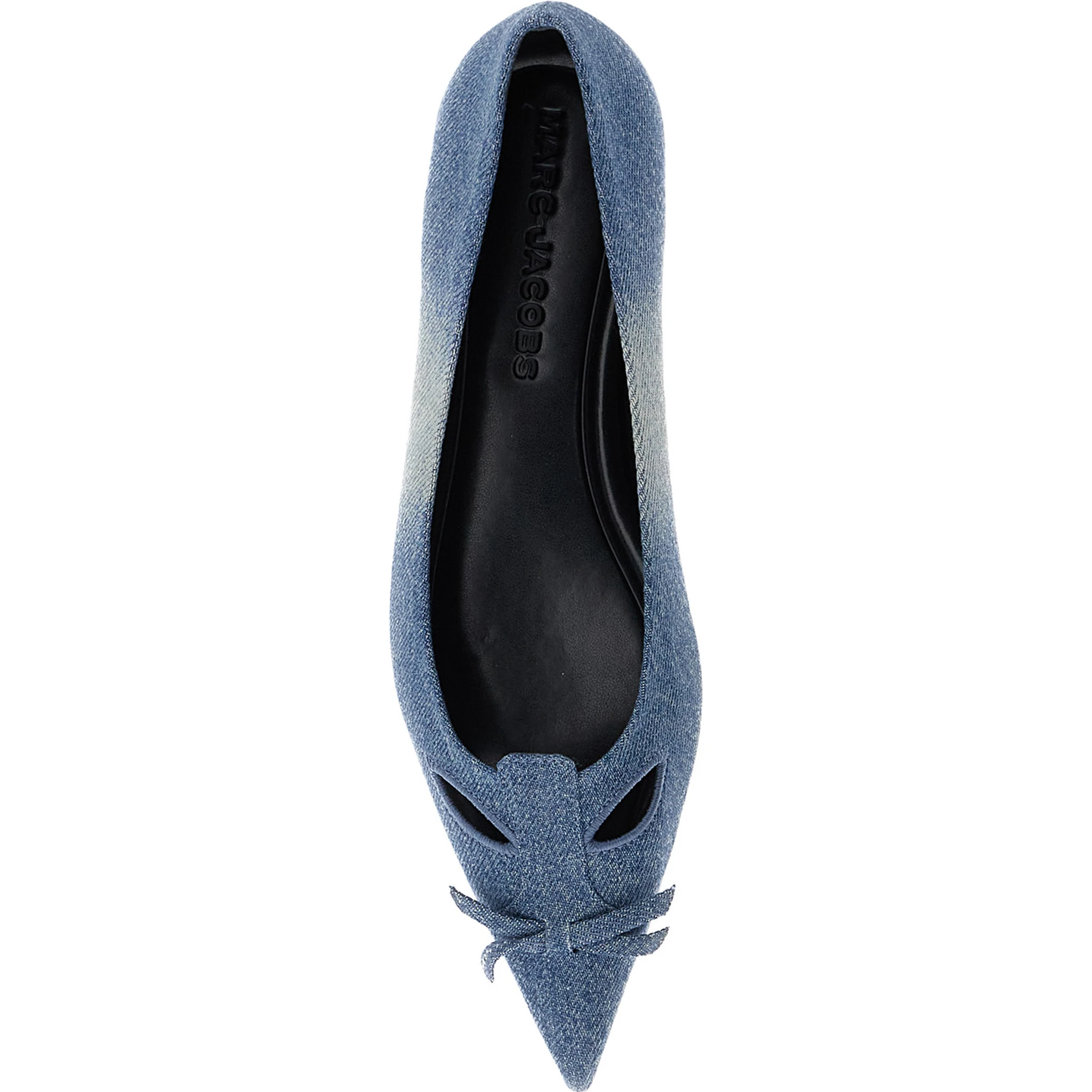 The Kat Blue Ballerinas with Cut-Out Detail and Bow on the Front in Cotton Woman