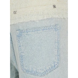 Blue Jeans with Tweed Waist in Denim Woman