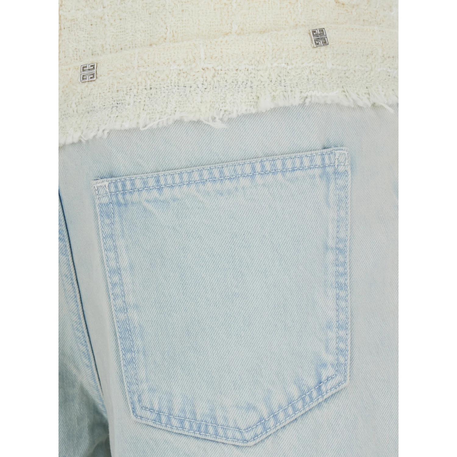 Blue Jeans with Tweed Waist in Denim Woman