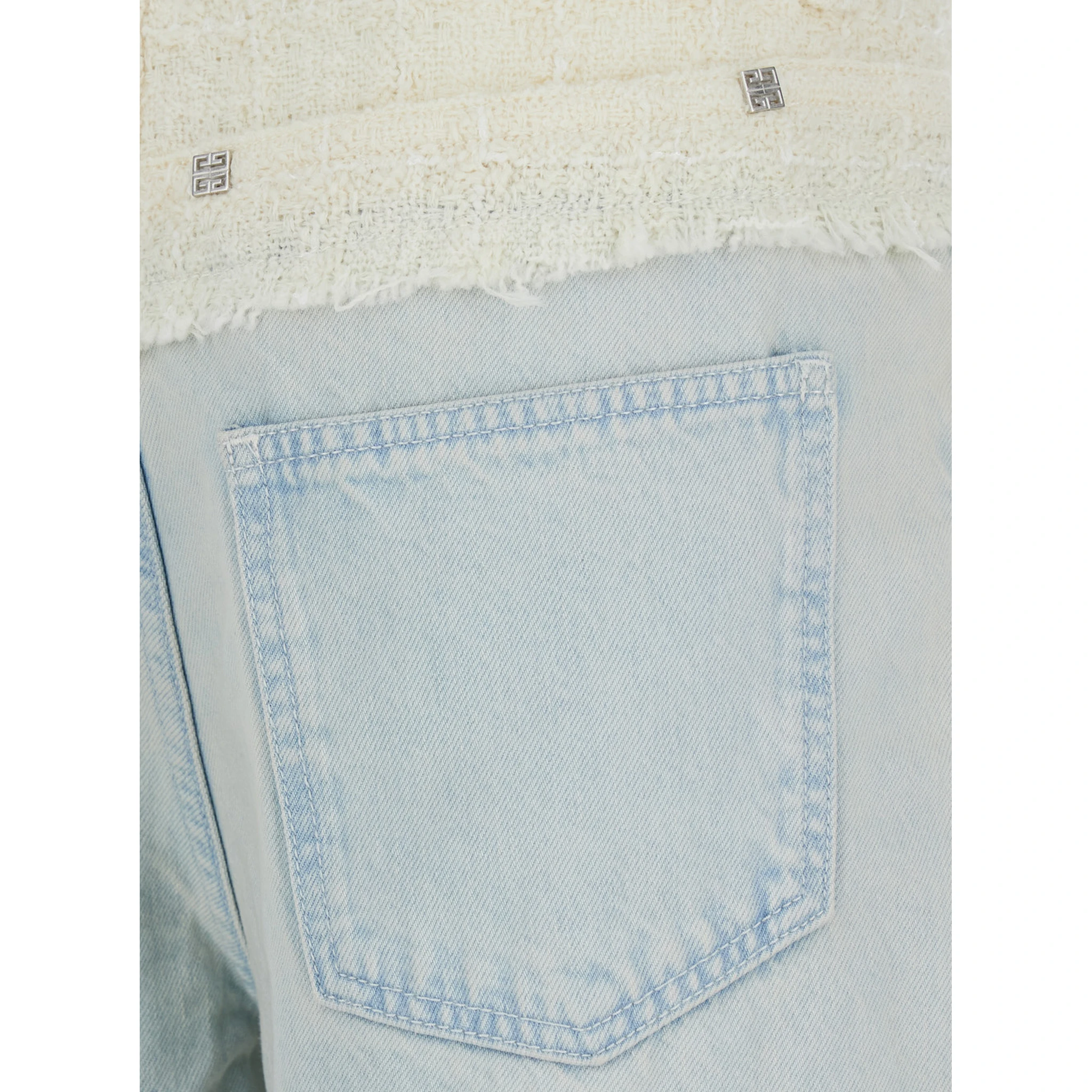 Blue Jeans with Tweed Waist in Denim Woman