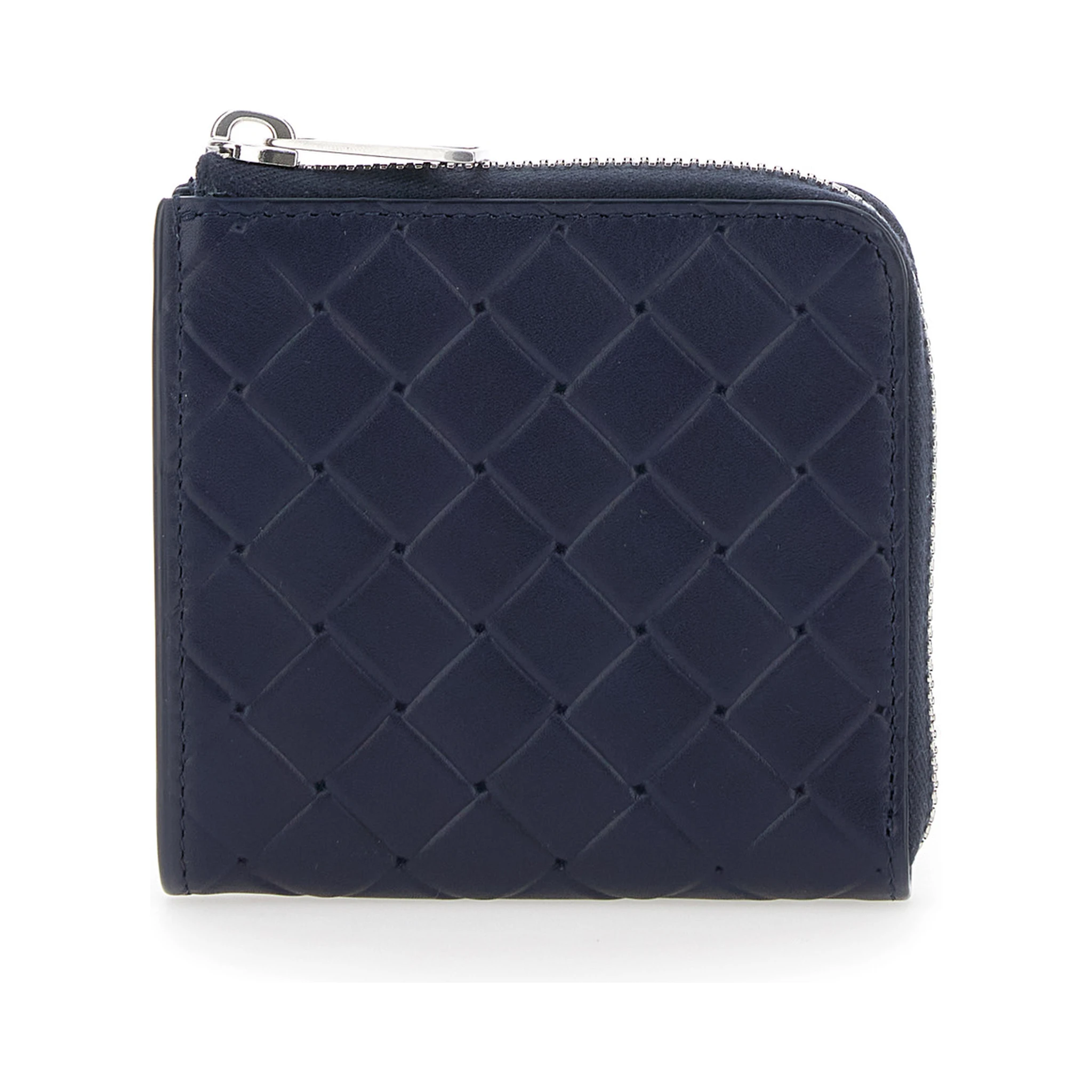 Blue Wallet with All-Over Intreccio Motif in Leather Man