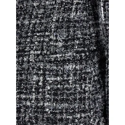 Black and White Jacket with Concealed Closure in Tweed Woman