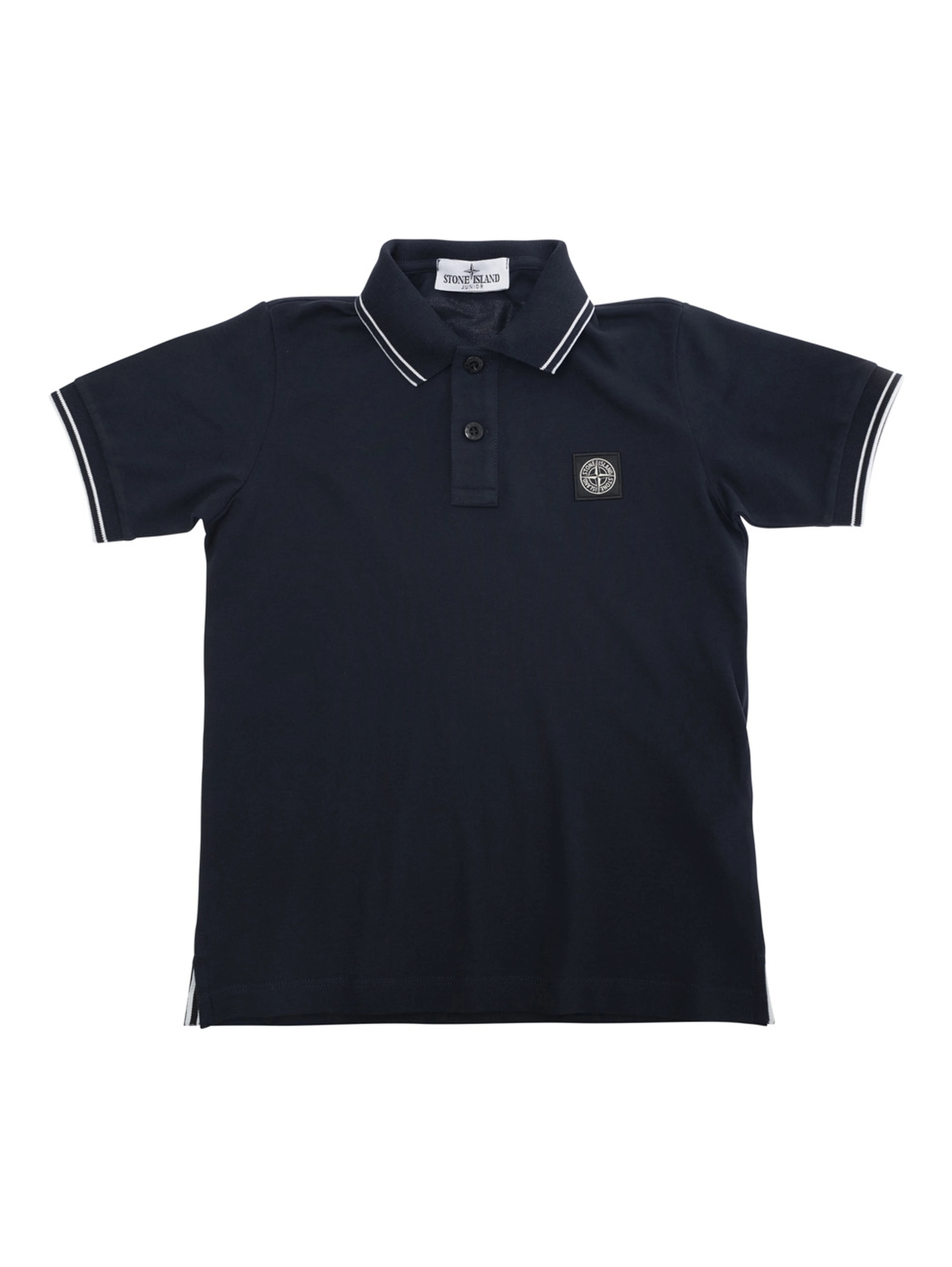 Dark Blue Polo Shirt with Classic Collar and Chest Logo Patch in Cotton Boy