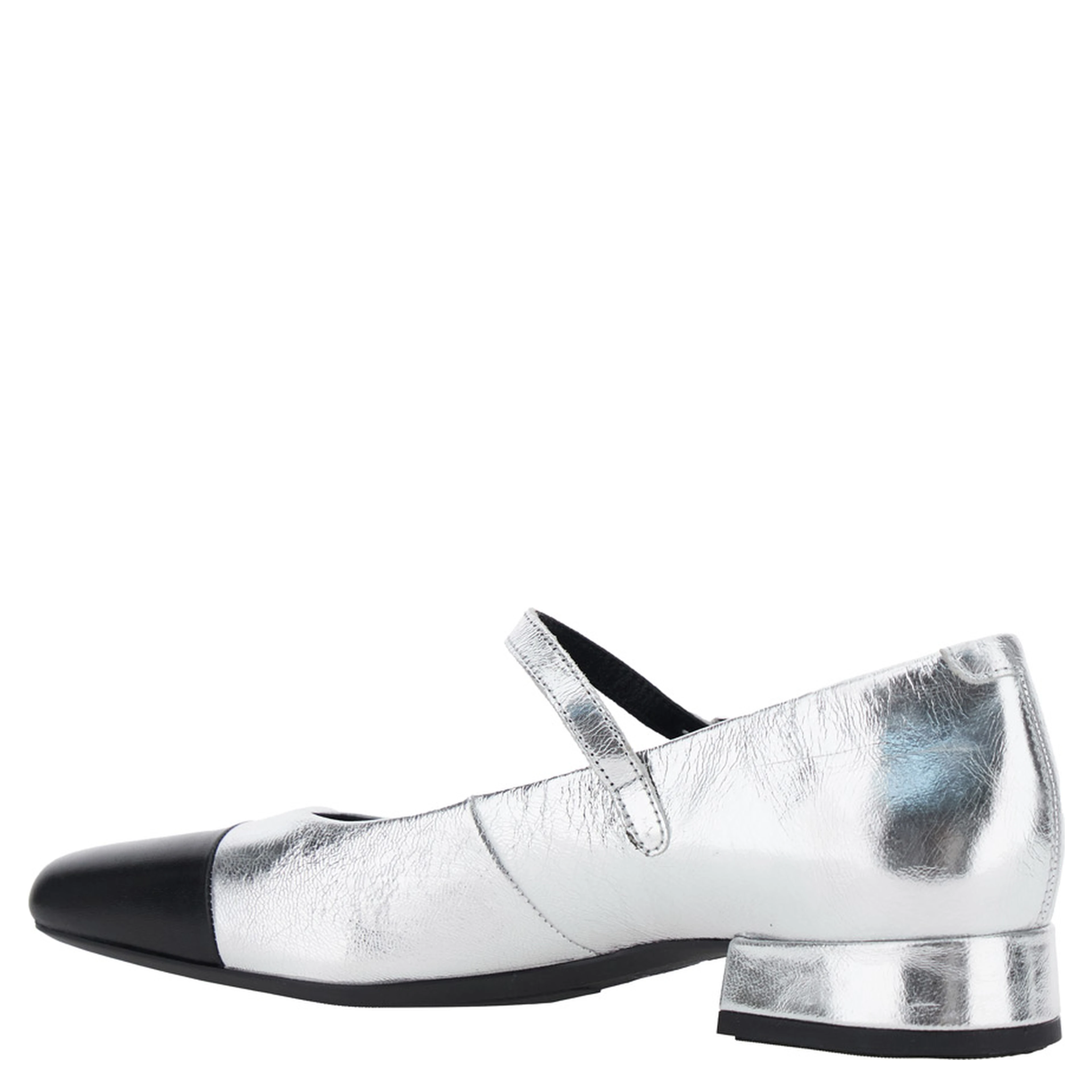 Debby Silver Colored Slingback Pump with Adjustable Strap in Leather Woman
