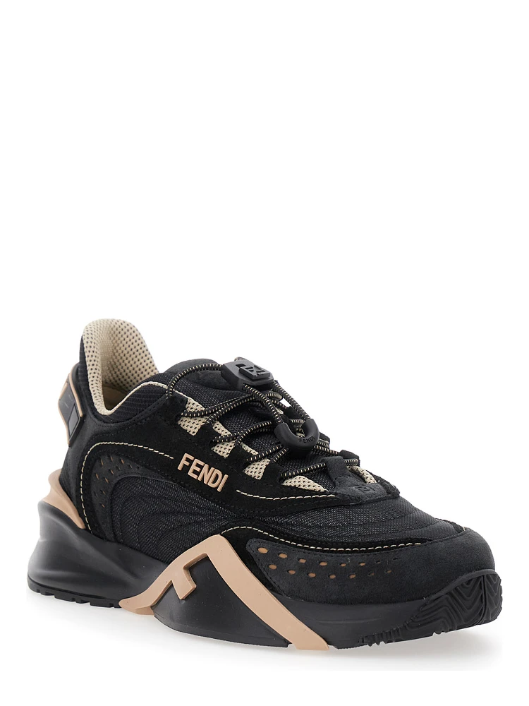 Fendi Flow Black Low Top Sneakers with Diagonal F Detail in Leather Woman alternative