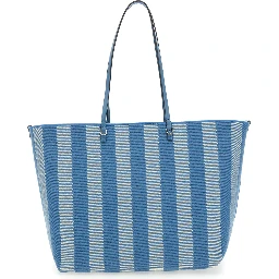 Roll Large Blue Shopper with Reversible Design and All-Over Striped Motif in Cotton Woman