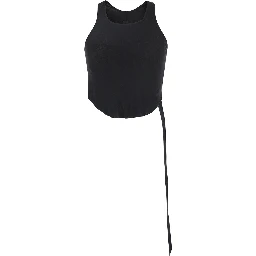 Black Racerback Top with Oversize Band  in Cotton Man