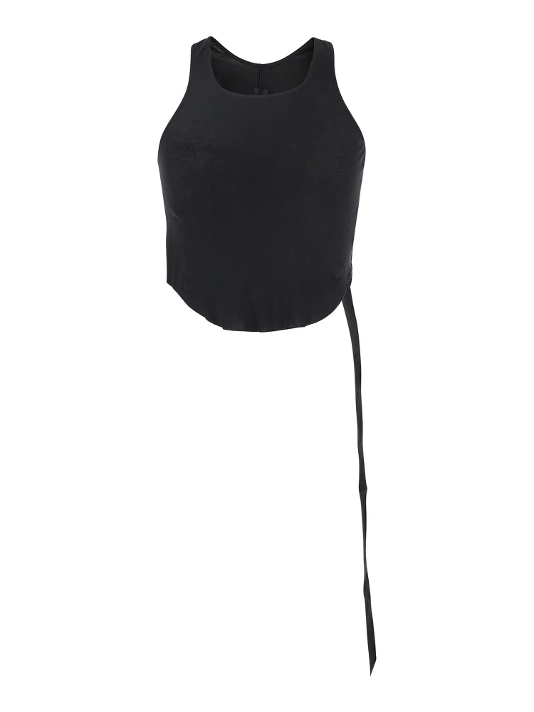 Black Racerback Top with Oversize Band  in Cotton Man