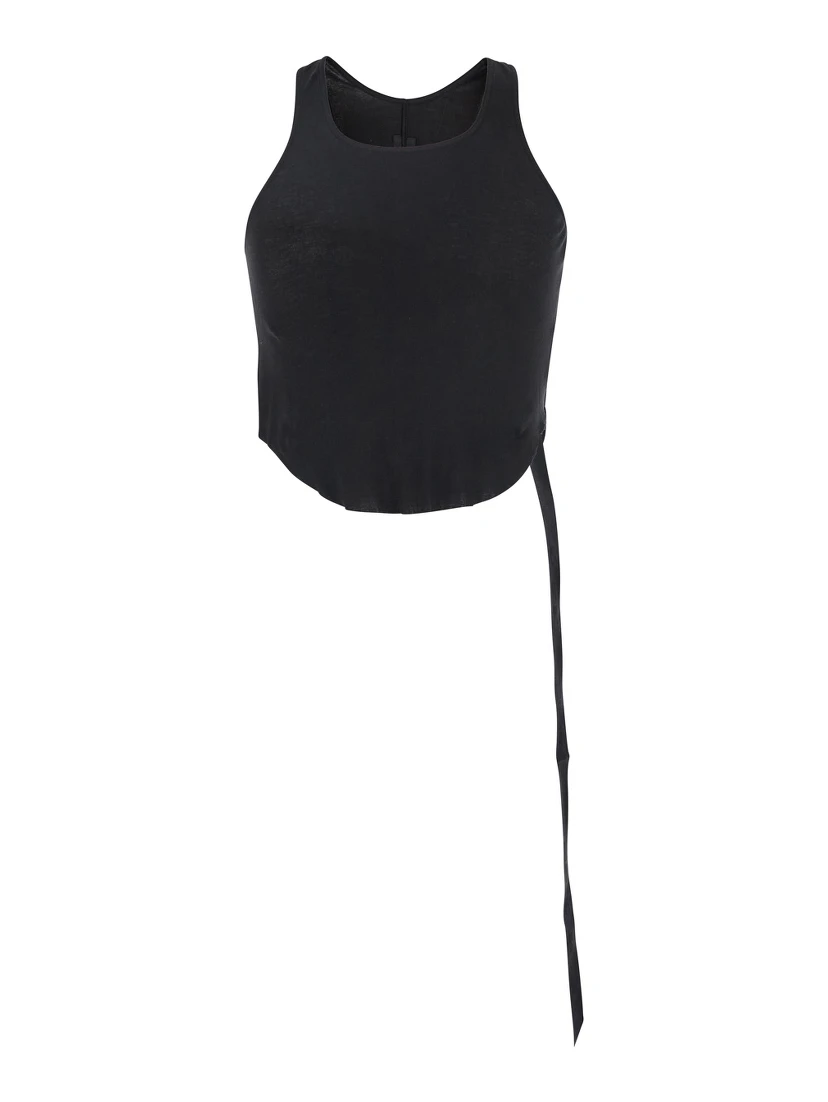 Black Racerback Top with Oversize Band  in Cotton Man