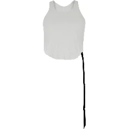 White Racerback Top with Oversize Band  in Cotton Man