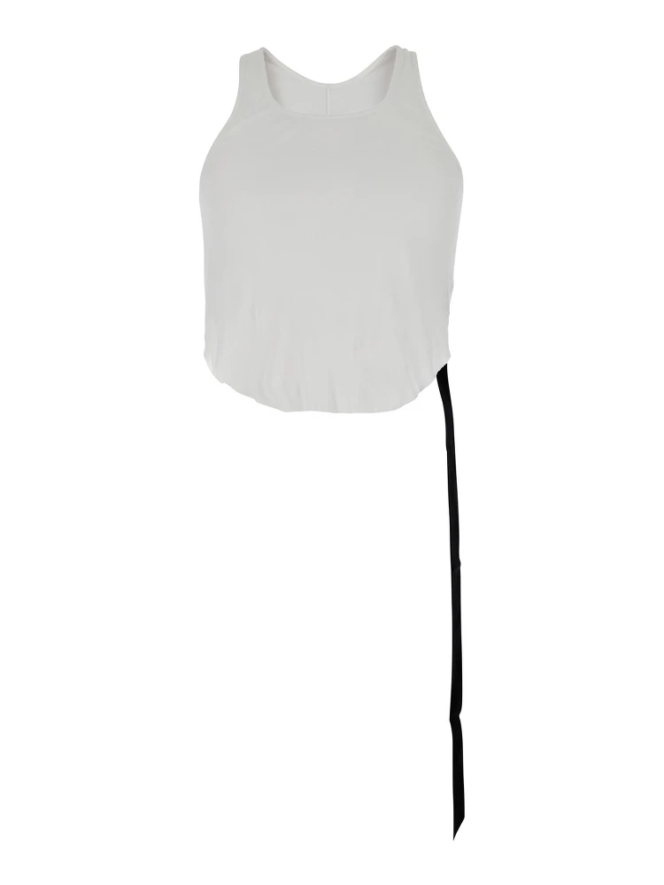 White Racerback Top with Oversize Band  in Cotton Man