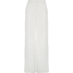 White Pants with Wide Leg in Linen Woman