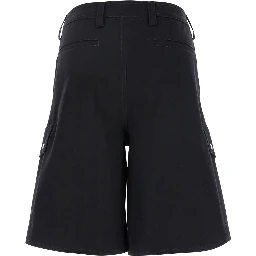 Black Cargo Shorts with Belt Loops in Cotton Man